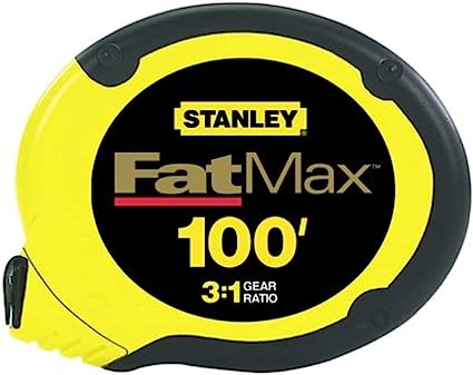 Stanley FatMax Long Tape Rule, 100 ft L x 3/8 in W Blade, Stainless Steel Blade