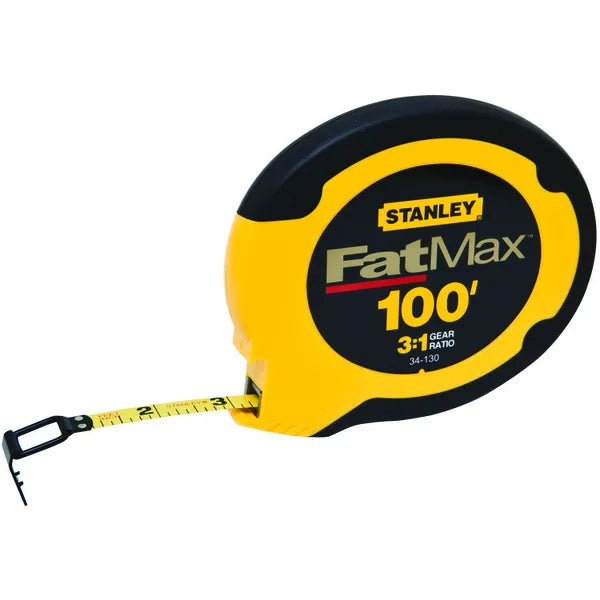 Stanley FatMax Long Tape Rule, 100 ft L x 3/8 in W Blade, Stainless Steel Blade