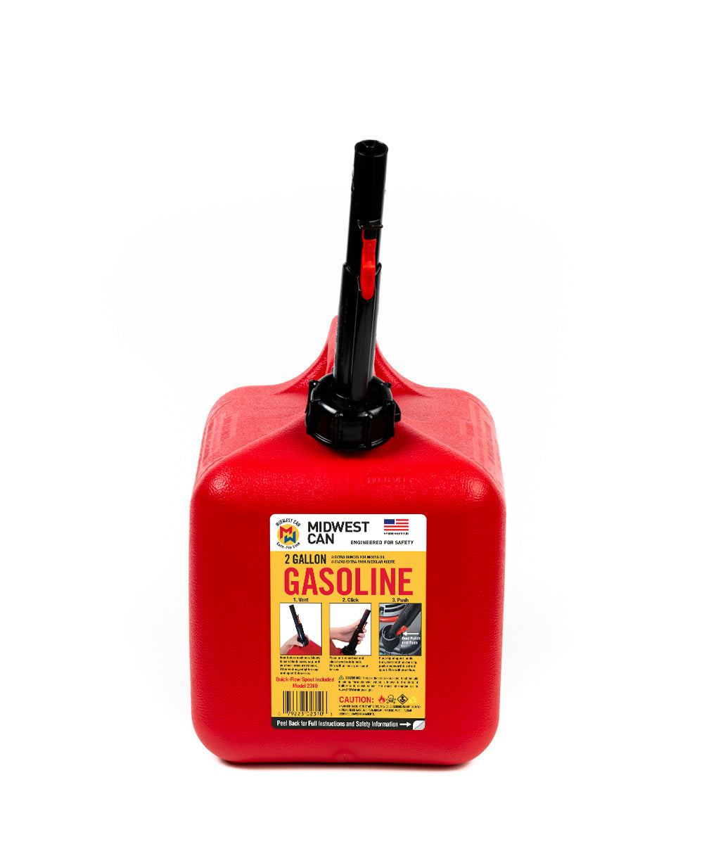 Gas Can: 2 Gal Capacity, Self, Red