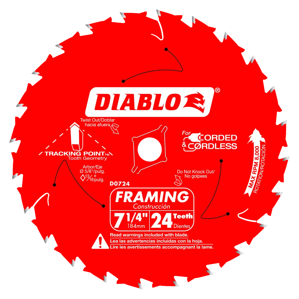 DIABLO 7-1/4¨ LÂMINA DE ESTRUTURA 24T