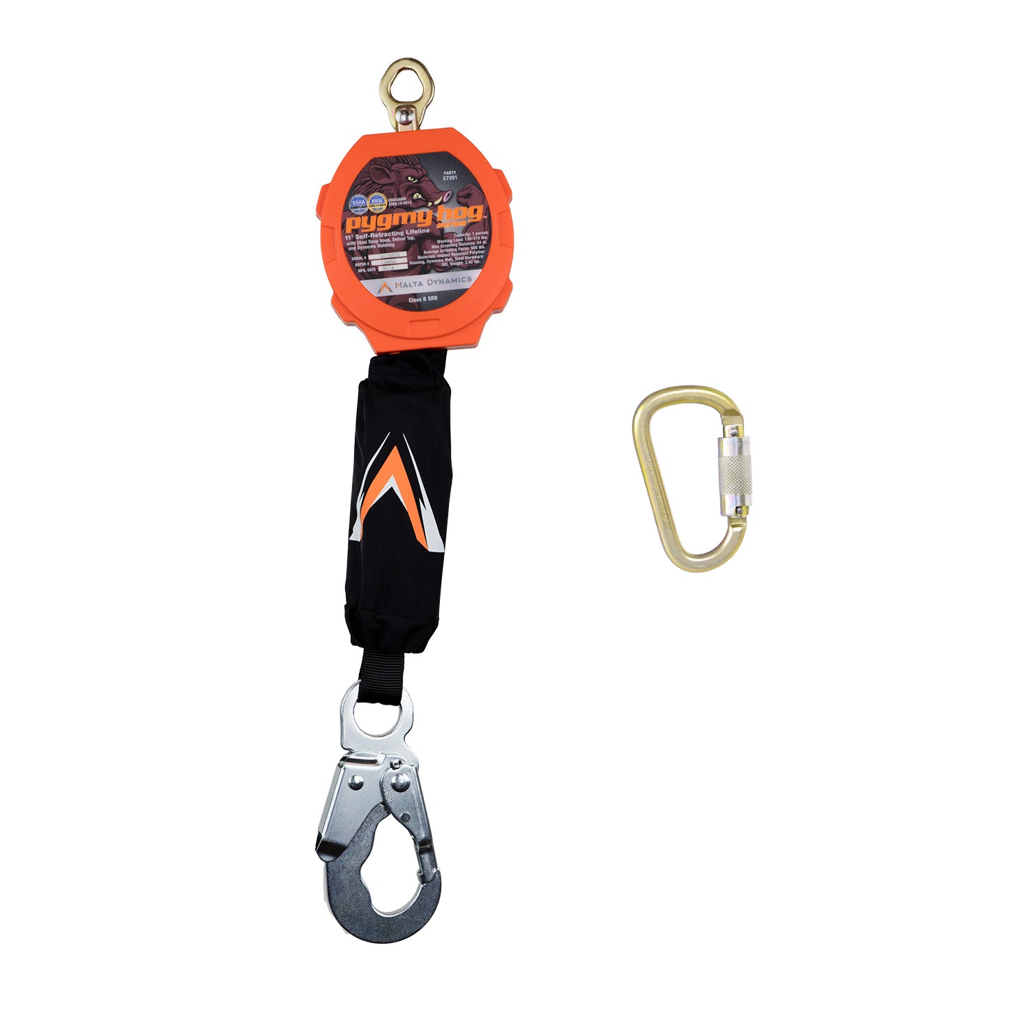 PYGMY HOG 11′ WEB SELF-RETRACTING LIFELINE WITH STEEL SNAP HOOK