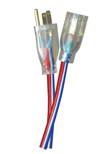 12/3 100FT EXTENSION CORD RED, WHITE, BLUE